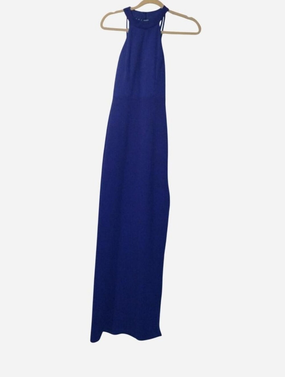 B. Darlin Royal Blue Halter Maxi Dress Strappy Cage Back Size 1/2